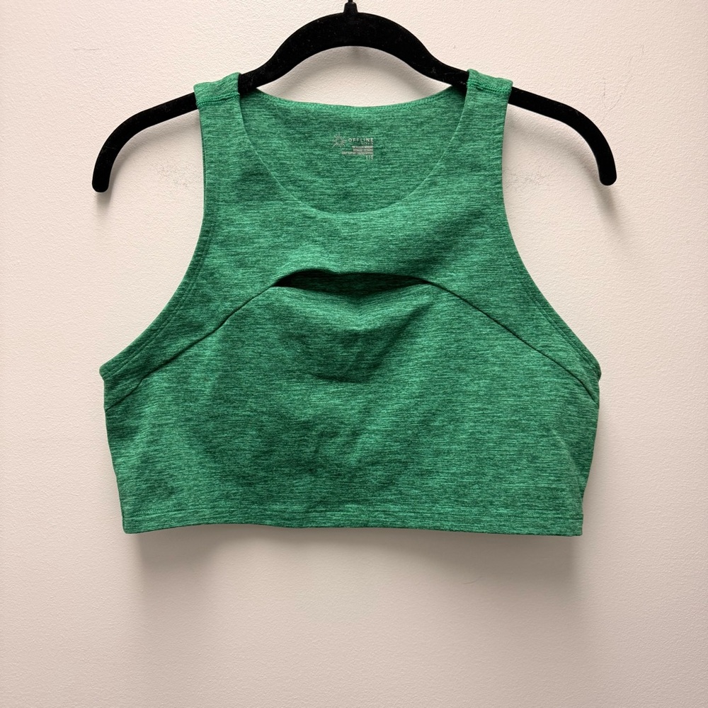 OFFLINE by Aerie Keyhole Sports Bra Green L